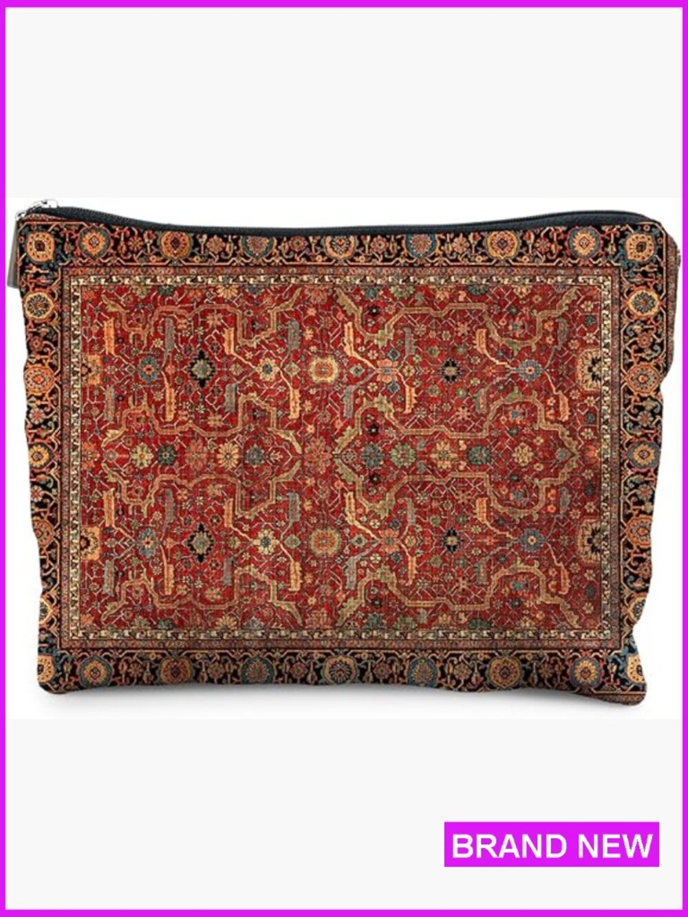 Vintage Boho Ethnic Pattern Cosmetic Bag Linen Makeup Organizer Zipper Closure - Picture 1 of 6